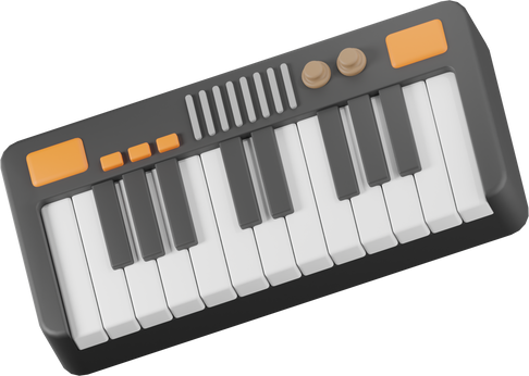 Piano Keyboard Music Studio 3D Illustrations